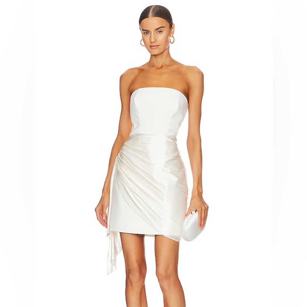 NWT cinq a sept Ivory Strapless Satin Mini Dress